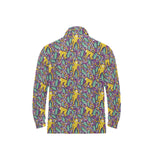 Cute yellow monkey leaves pattern Men's Long Sleeve Polo Shirt