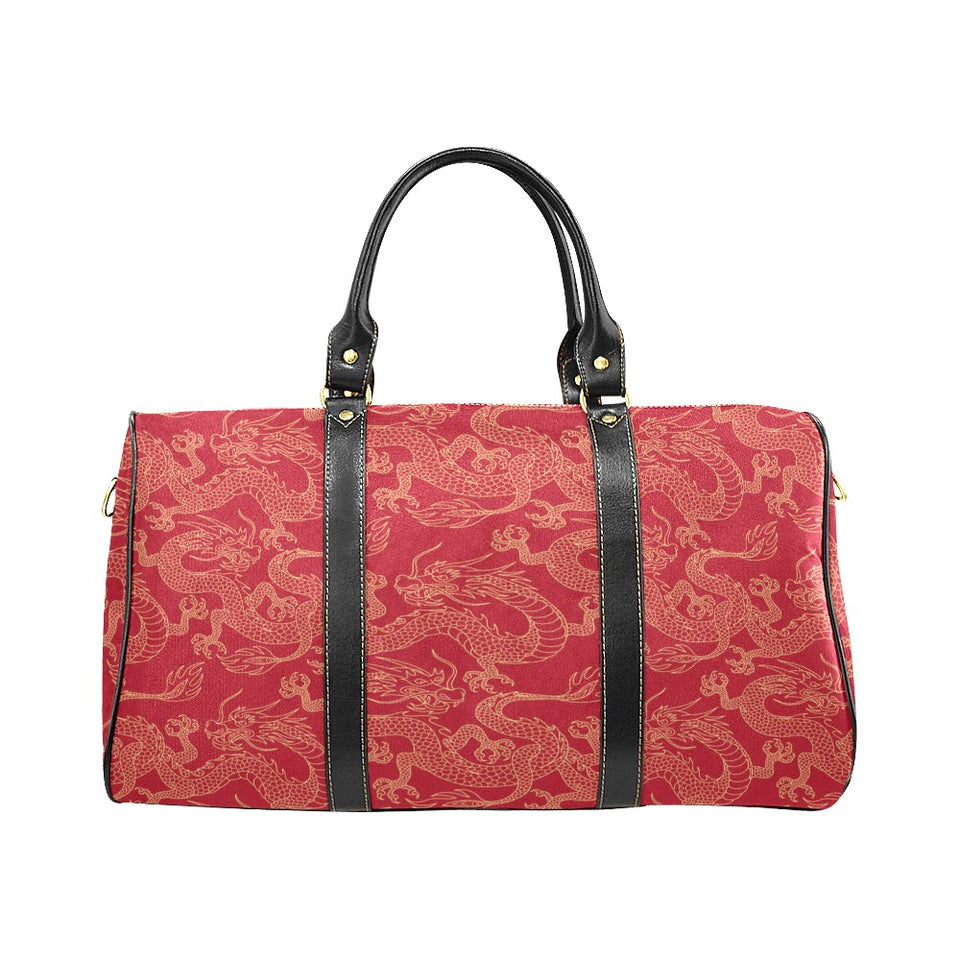 Gold dragons red background Travel Bag
