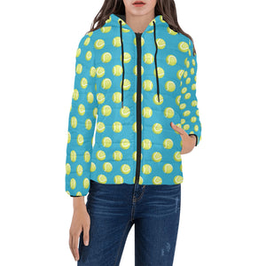 Tennis Pattern Print Design 05 Women's Padded Hooded Jacket