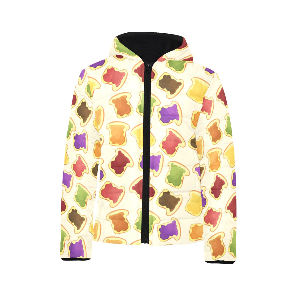 Bread Toast Pattern Print Design 02 Kids' Boys' Girls' Padded Hooded Jacket