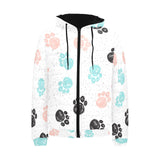 Dog Paws Pattern Print Design 04 Men's Padded Hooded Jacket
