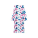 Hummingbird Pattern Print Design 02 Blanket Robe with Sleeves