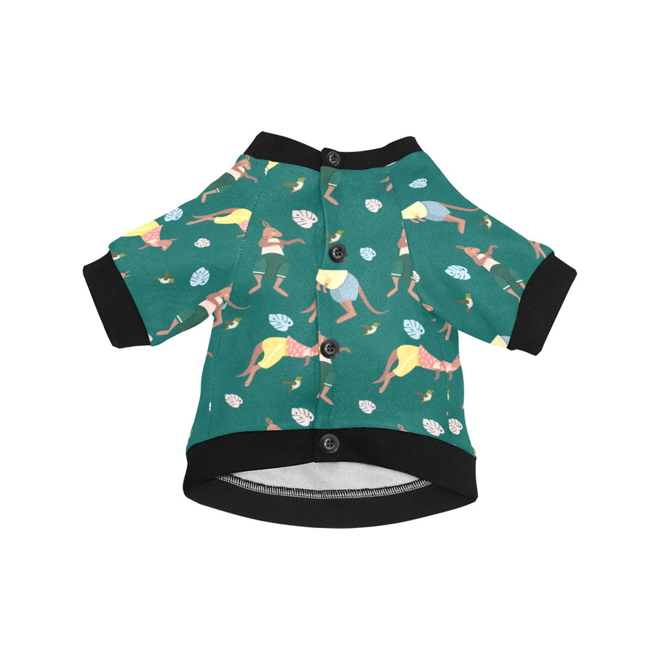 Kangaroo leaves pattern All Over Print Pet Dog Round Neck Fuzzy Shirt