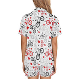 Bicycle Pattern Print Design 04 Women's V-Neck Short Pajama Set