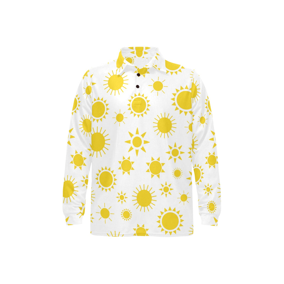 Sun pattern Men's Long Sleeve Polo Shirt