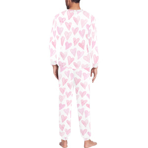 Watercolor pink heart pattern Men's All Over Print Pajama