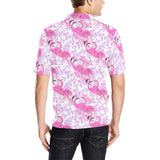Pink flamingo flower pattern Men's All Over Print Polo Shirt