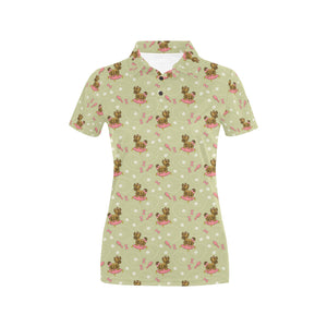 Yorkshire Terrier Pattern Print Design 01 Women's All Over Print Polo Shirt