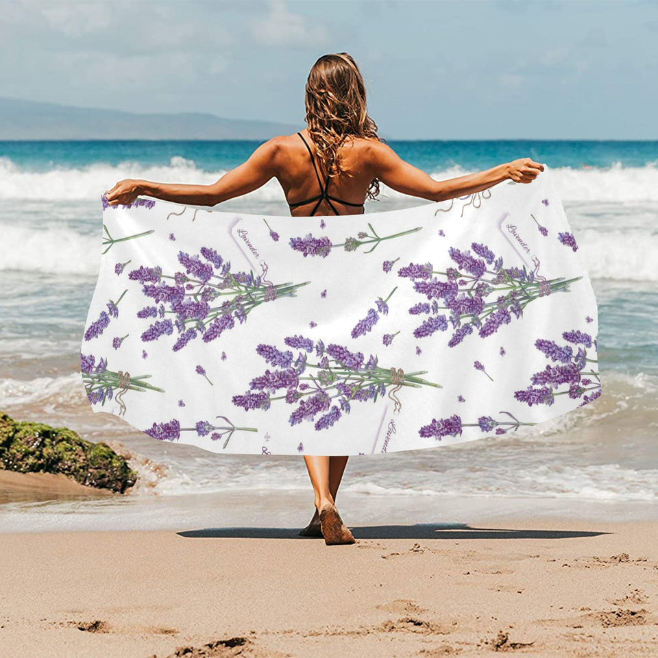 lavender flower design pattern Beach Towel