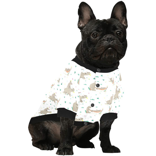 Cute Rhino pattern background All Over Print Pet Dog Round Neck Fuzzy Shirt