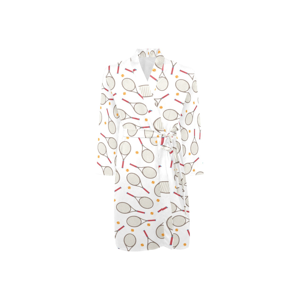 Tennis Pattern Print Design 04 Men's Long Sleeve Belted Night Robe