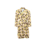 Hamburger Pattern Print Design 01 Men's Long Sleeve Belted Night Robe