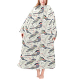 Pigeon Pattern Print Design 04 Blanket Robe with Sleeves