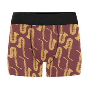 Hand drawn gold saxophone red background Men's All Over Print Boxer Briefs Men's Underwear
