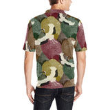 Japanese cranes flying forest dot pattern Men's All Over Print Polo Shirt