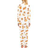 Brown pomeranian pattern Women's All Over Print Pajama Set