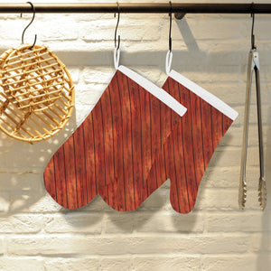 Wood Printed Pattern Print Design 03 Heat Resistant Oven Mitts