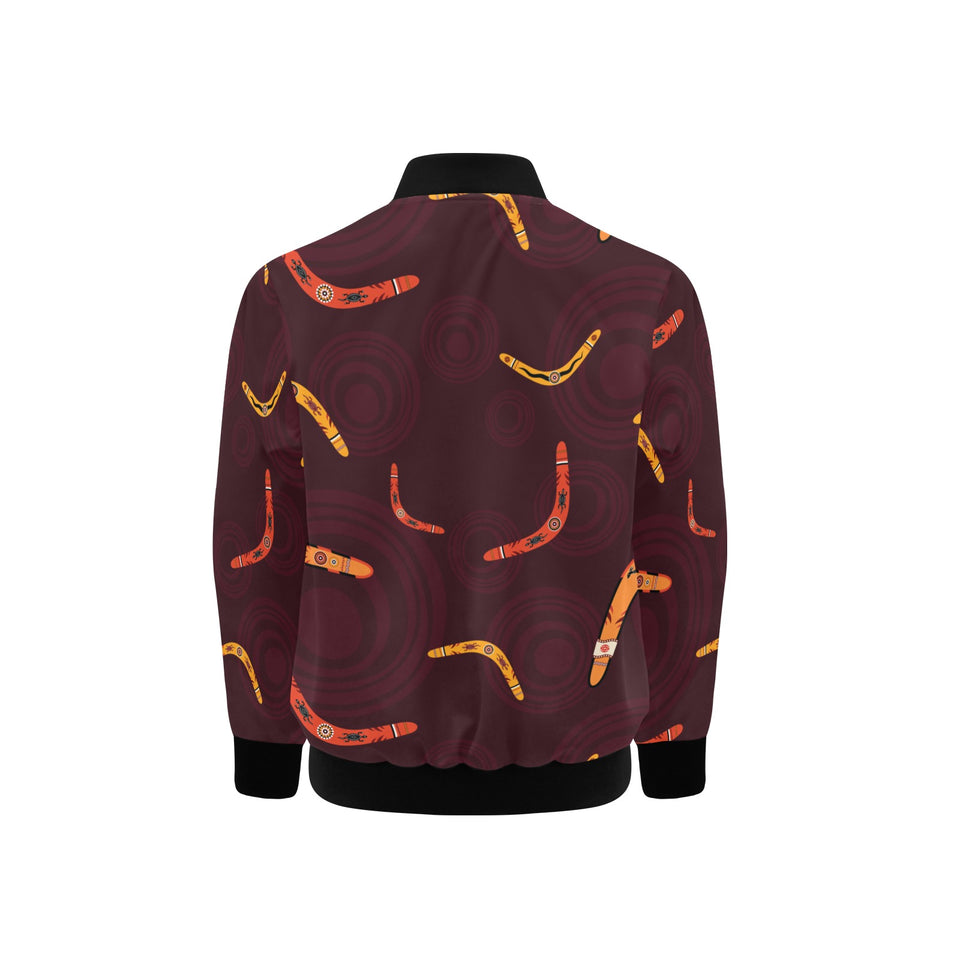 Boomerang Australian aboriginal ornament circle bl Kids' Boys' Girls' Bomber Jacket