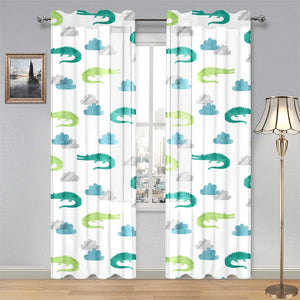watercolor crocodile pattern Gauze Curtain