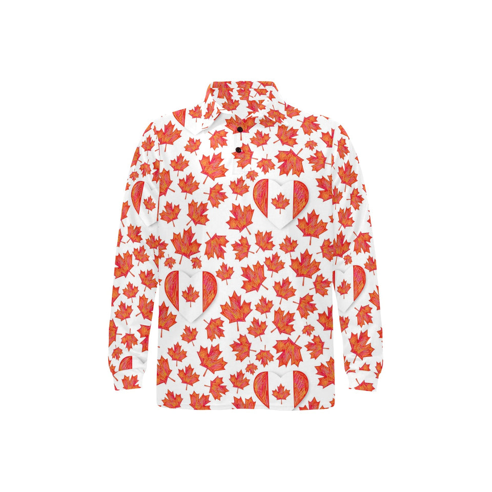 Canada Pattern Print Design 02 Men's Long Sleeve Polo Shirt