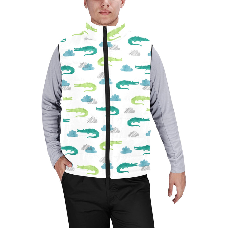 watercolor crocodile pattern Men's Padded Vest