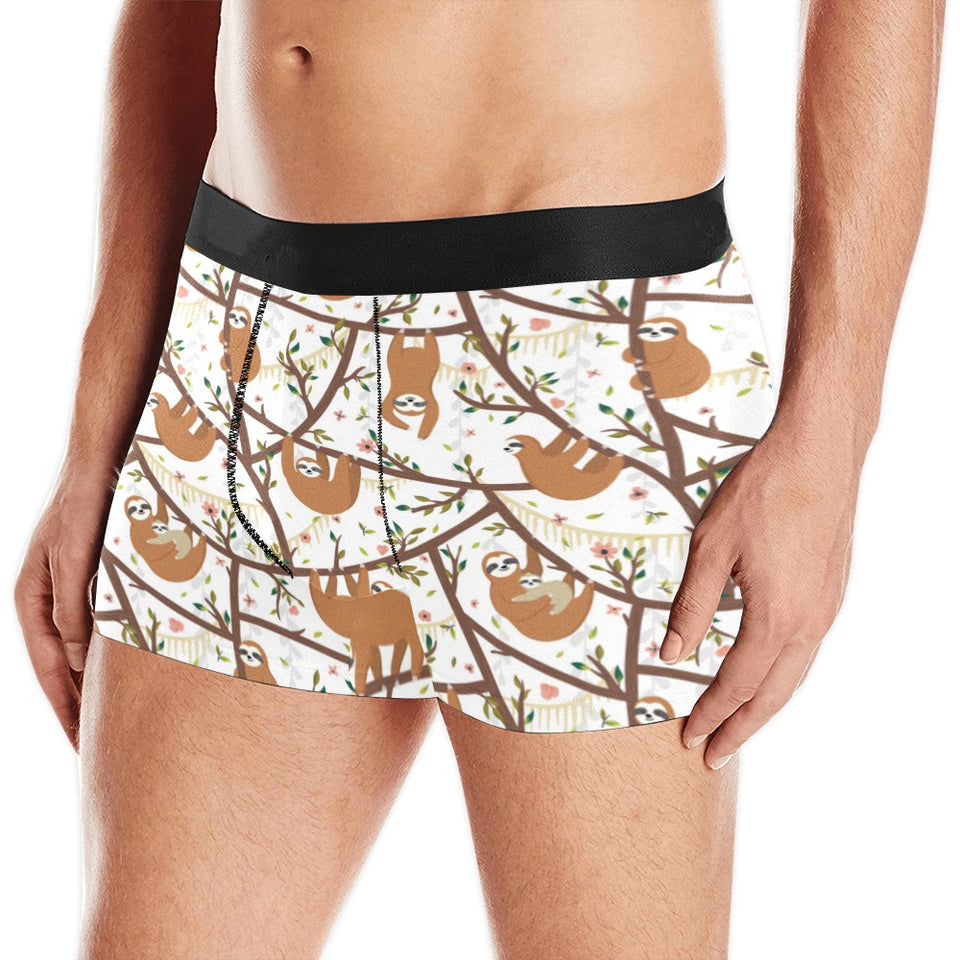 Sloths hanging on the tree pattern Men's All Over Print Boxer Briefs Men's Underwear