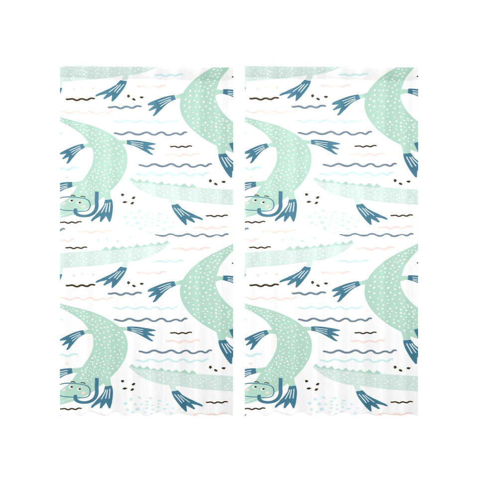 Crocodile diver pattern Gauze Curtain