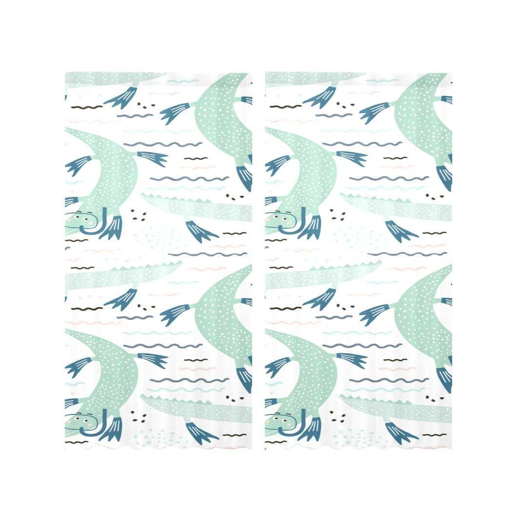 Crocodile diver pattern Gauze Curtain