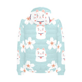 Maneki neko cat sakura Men's Padded Hooded Jacket