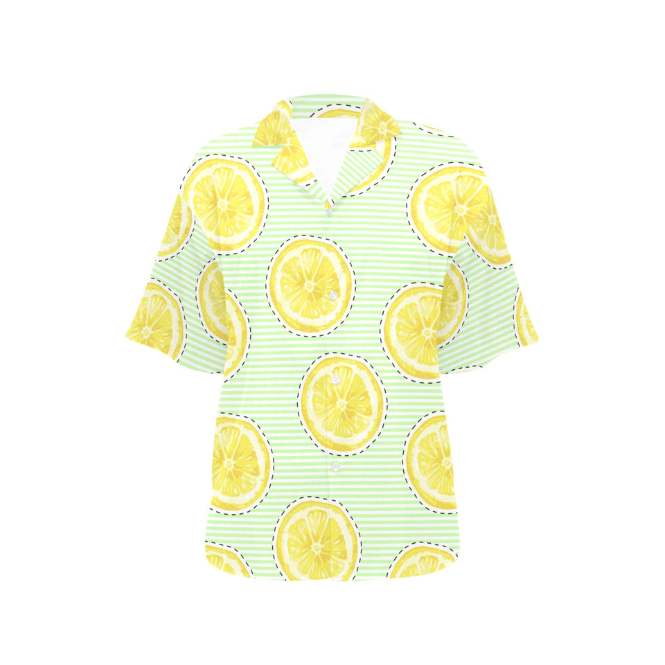 slice of lemon pattern Women's All Over Print Hawaiian Shirt