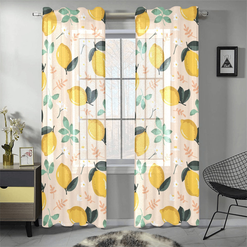 lemon flower leave pattern Gauze Curtain