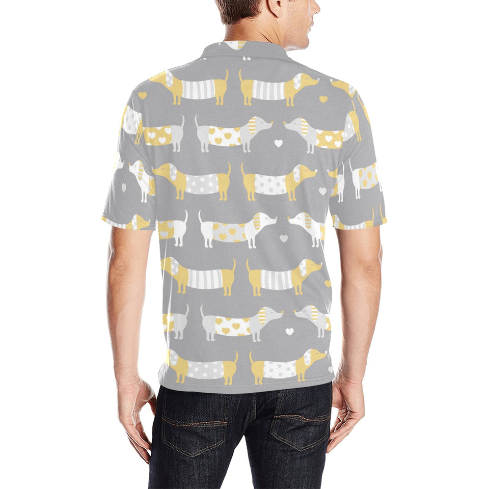 Cute dachshund dog pattern Men's All Over Print Polo Shirt
