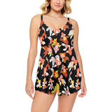 Goldfish Pattern Print Design 03 Chest Sexy Pleated Two Piece Swim Dress