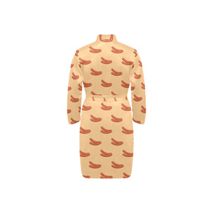 Sausage Pattern Print Design 03 Men's Long Sleeve Belted Night Robe