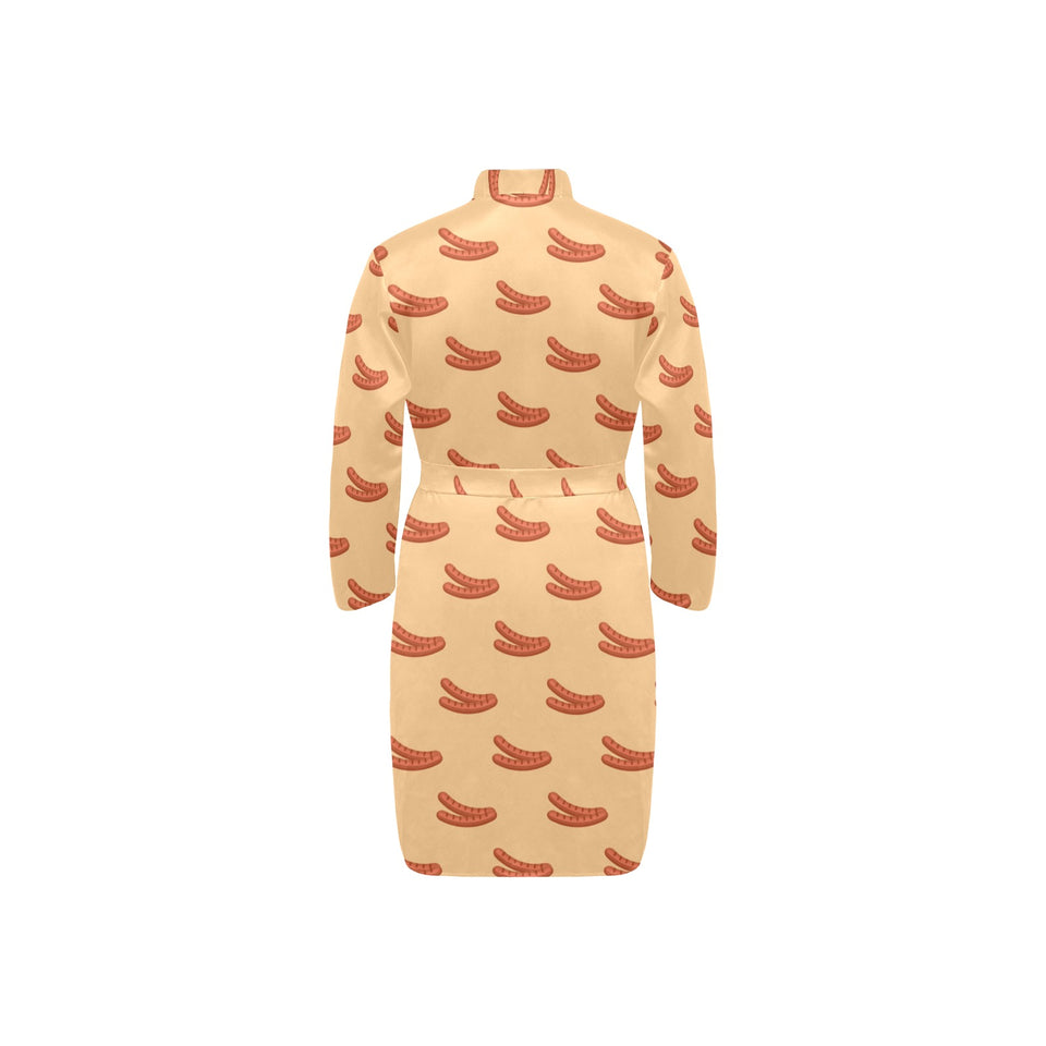 Sausage Pattern Print Design 03 Men's Long Sleeve Belted Night Robe