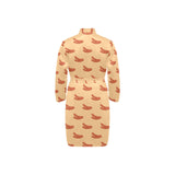 Sausage Pattern Print Design 03 Men's Long Sleeve Belted Night Robe
