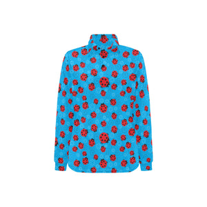 Ladybug Pattern Print Design 02 Women's Long Sleeve Polo Shirt