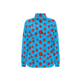 Ladybug Pattern Print Design 02 Women's Long Sleeve Polo Shirt
