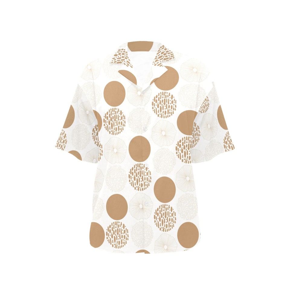 Gold Texture mushroom pattern Women's All Over Print Hawaiian Shirt