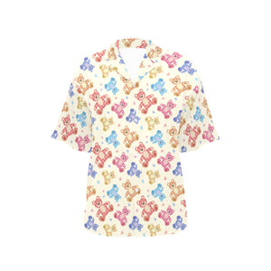 Teddy Bear Pattern Print Design 05 Women's All Over Print Hawaiian Shirt