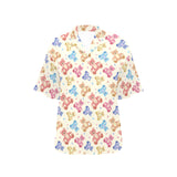 Teddy Bear Pattern Print Design 05 Women's All Over Print Hawaiian Shirt