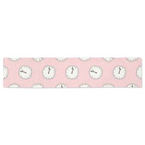 Clock pattern pink blackground Table Runner