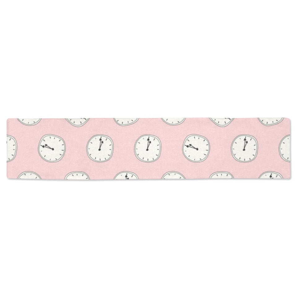 Clock pattern pink blackground Table Runner