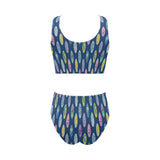 Surfboard Pattern Print Design 03 Chest Bowknot High Waisted Bikini Swimsuit