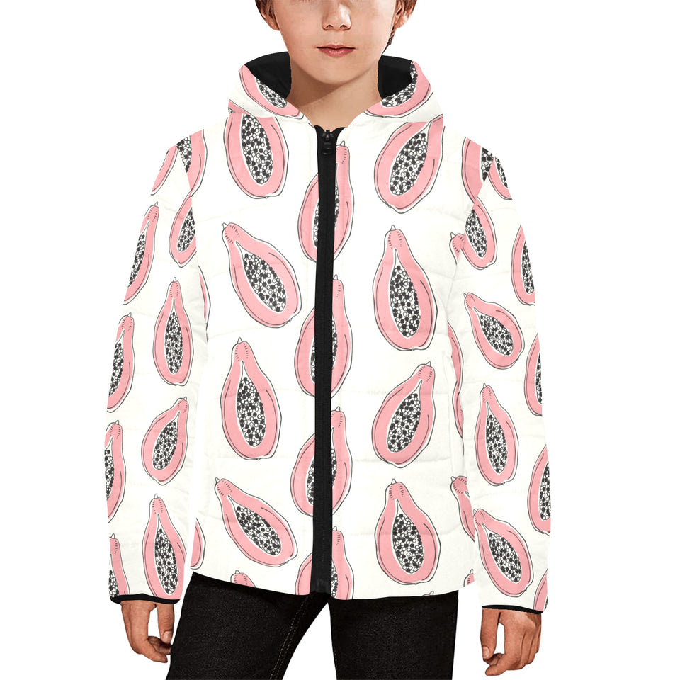 papaya pattern Kids' Boys' Girls' Padded Hooded Jacket