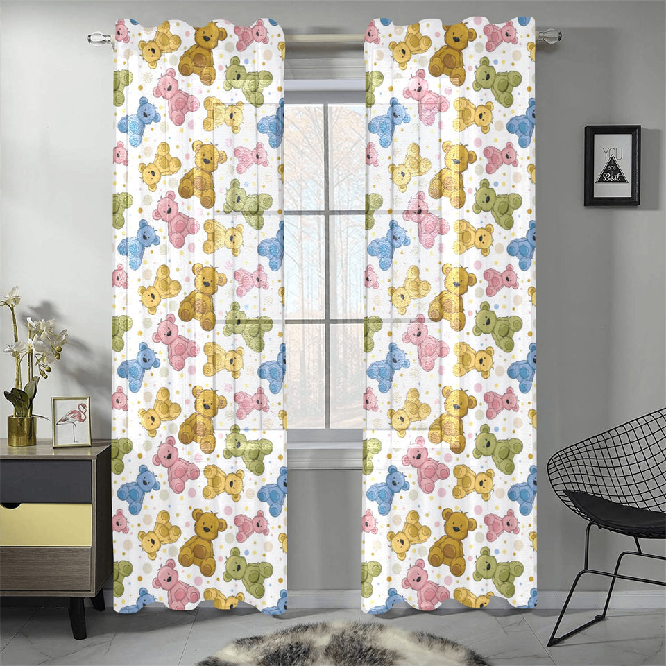 Teddy Bear Pattern Print Design 01 Gauze Curtain
