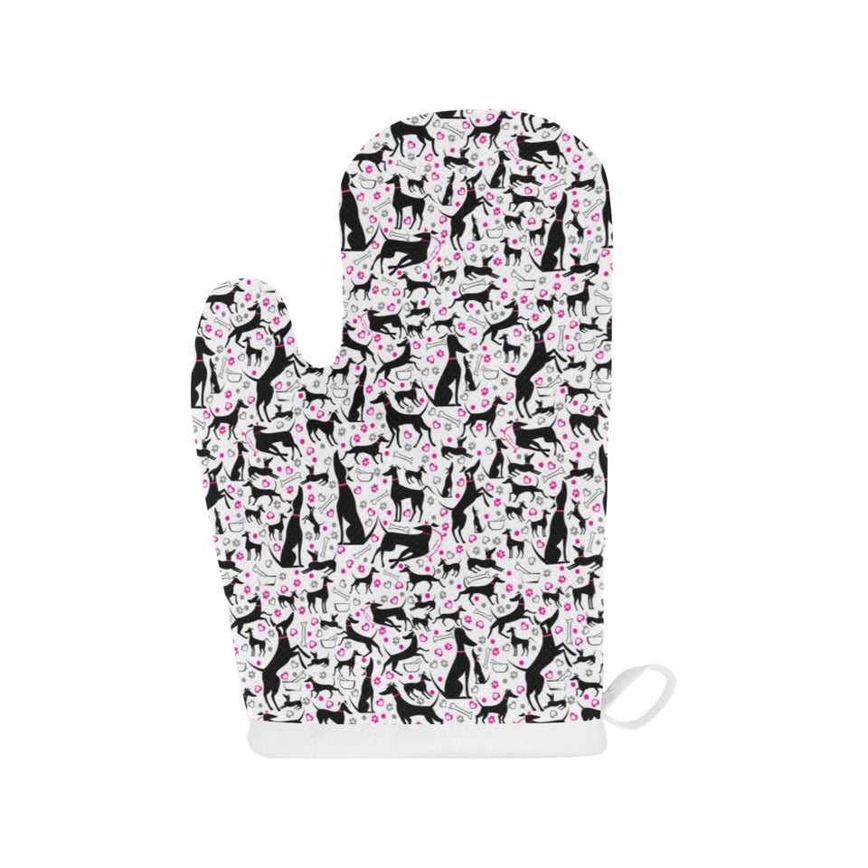 Greyhound Pattern Print Design 02 Heat Resistant Oven Mitts