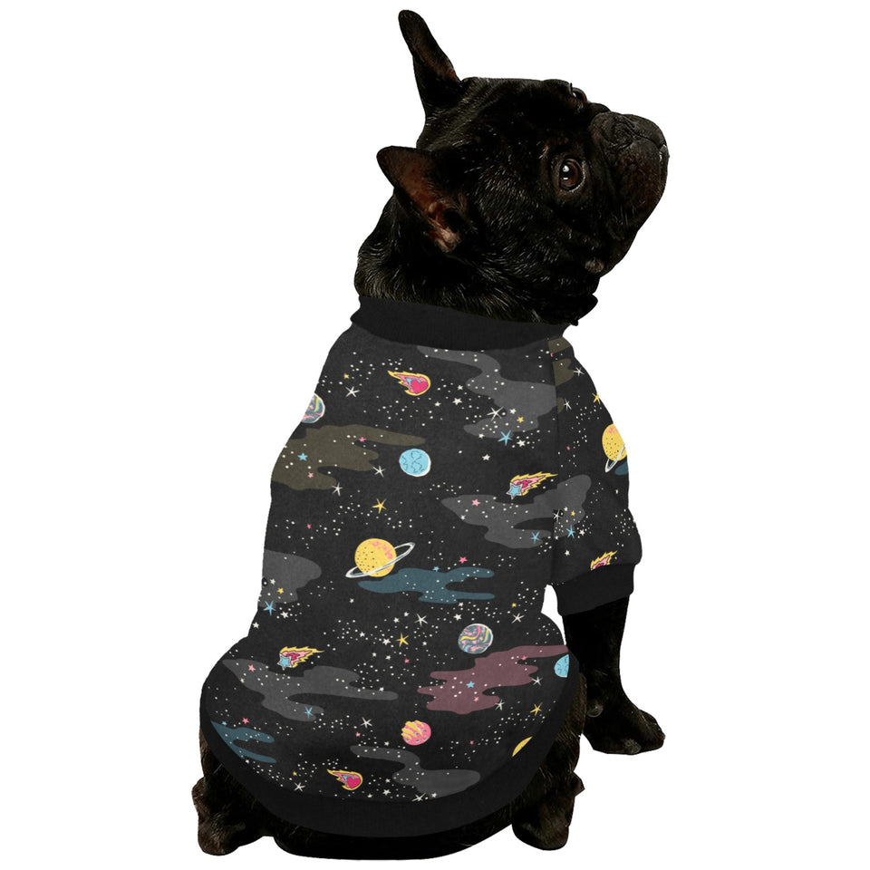 space pattern All Over Print Pet Dog Round Neck Fuzzy Shirt