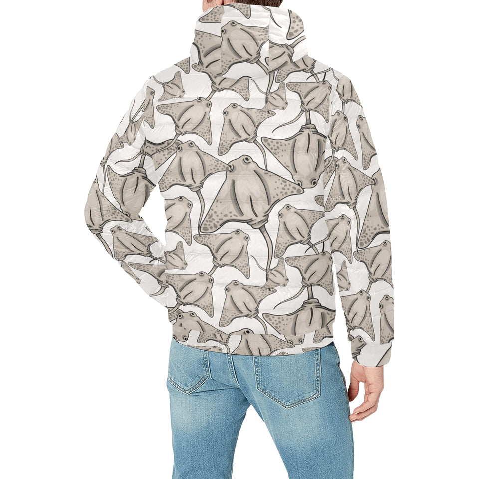 Stingray Pattern Print Design 05 Men's Padded Hooded Jacket