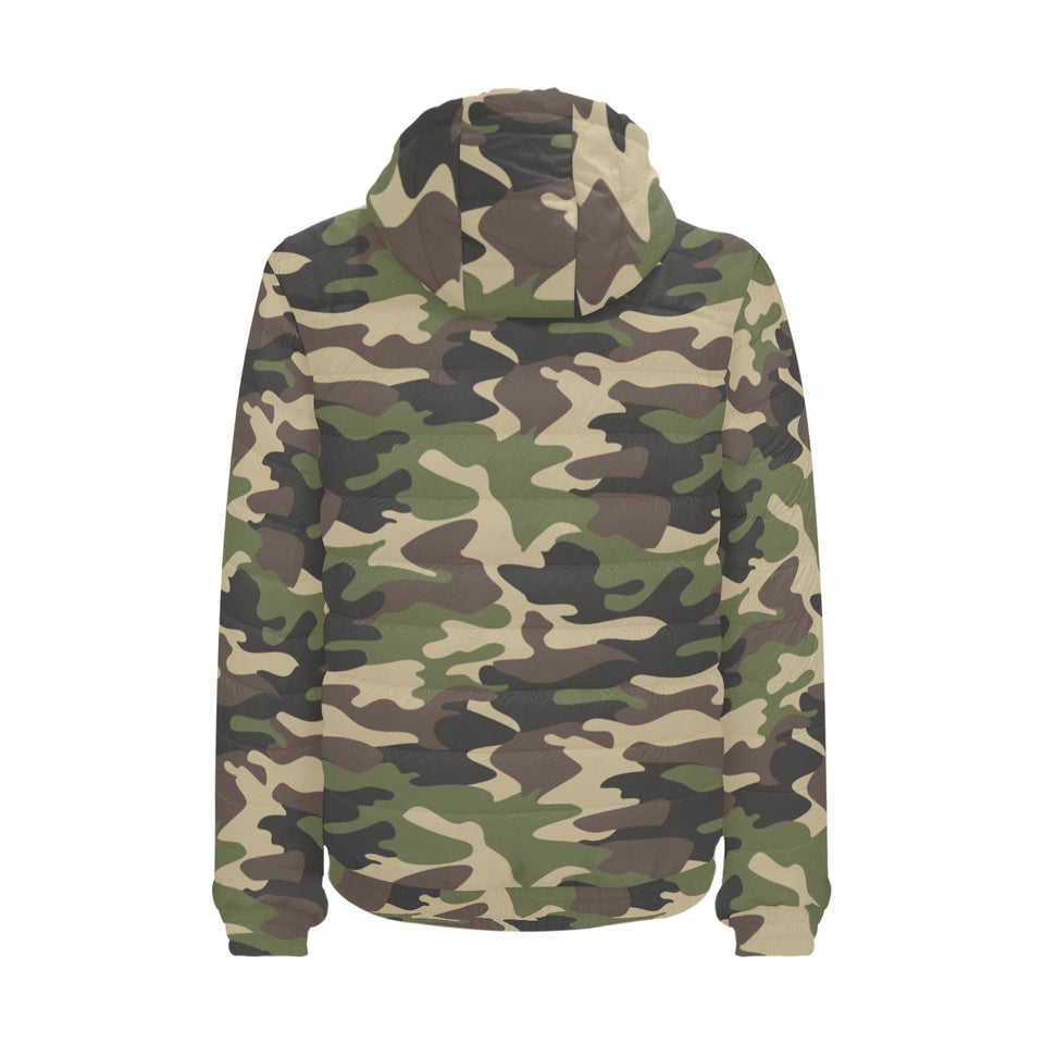 Dark Green camouflage pattern Men's Padded Hooded Jacket